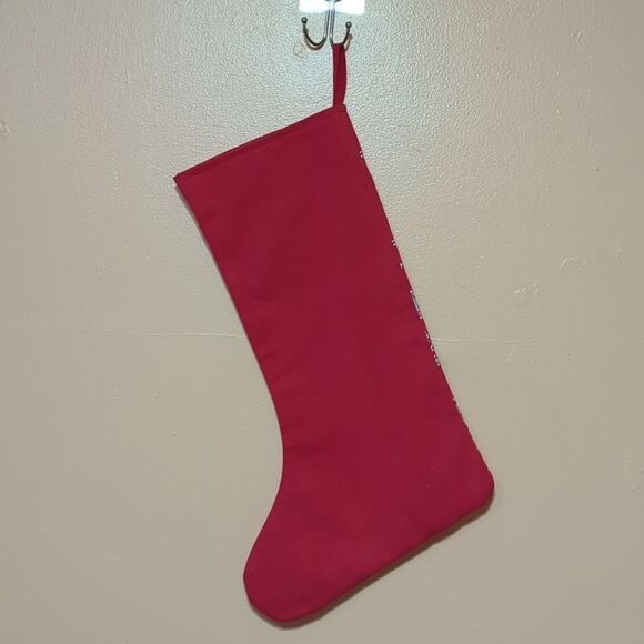JINGLES & JOY - Merry Christmas Silver Snowflakes Cotton Canvas Stocking - Picture 4 of 7